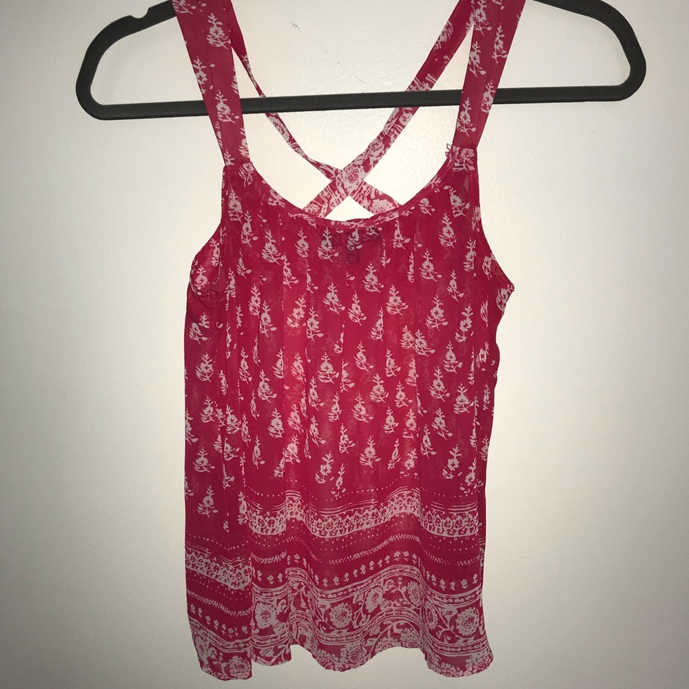 Express Sheer Pink and White Tank Top